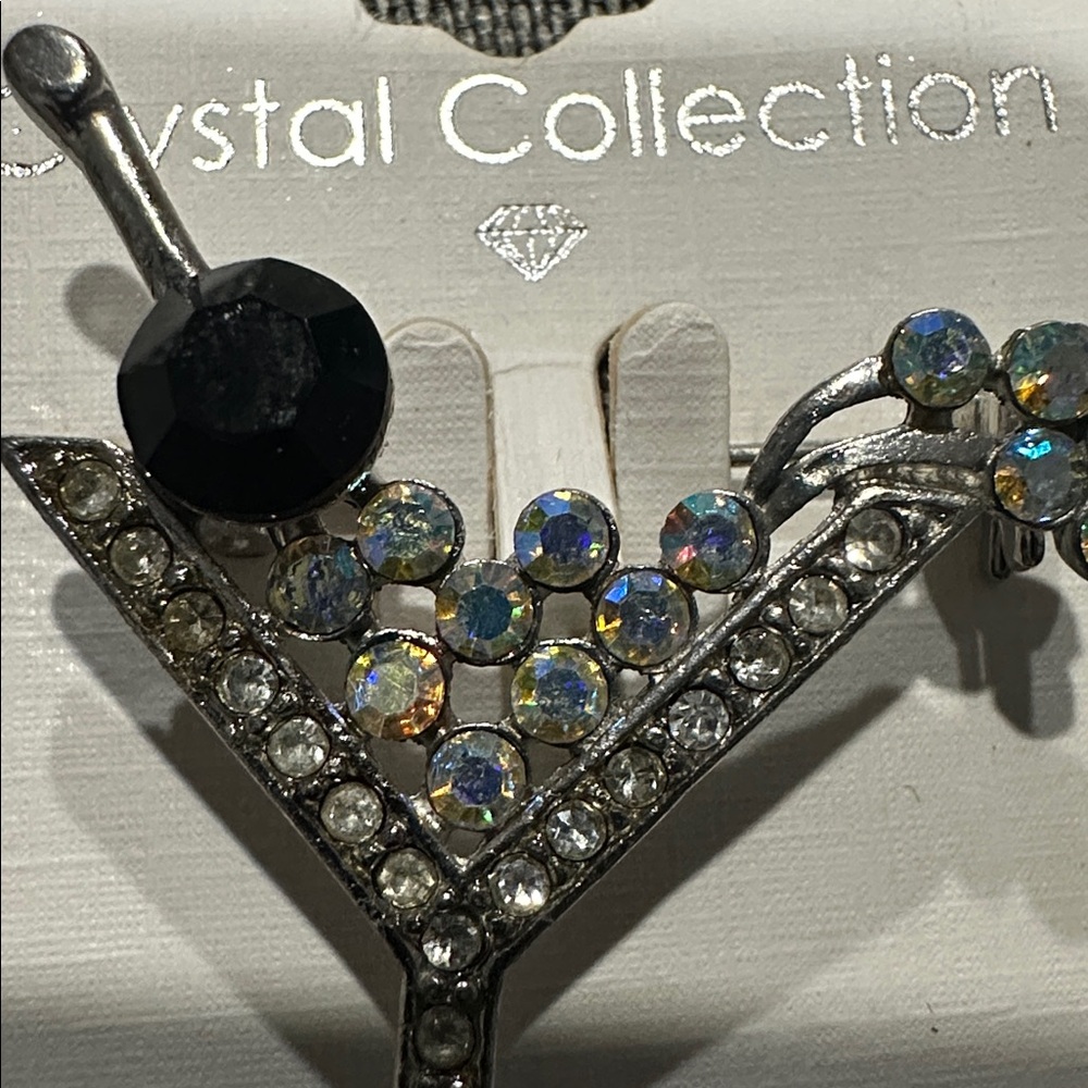 Crystal Martini Brooch with Black Olive - Picture 2 of 3